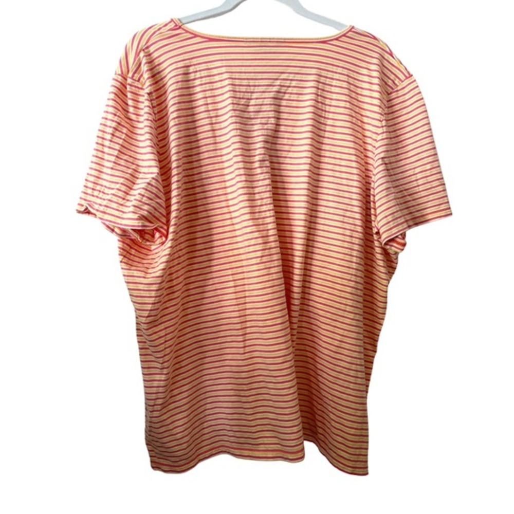Lands End V-Neck‎ Pink and Yellow striped short sleeved t-shirt size 3X like new - Picture 2 of 4